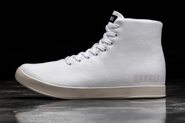 White Nobull High-Top Ivory Canvas Men's Trainers | CA N1455W